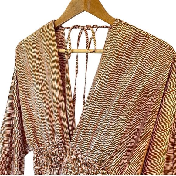 Anthropologie Moon River Boho Deep V-Neck Tiered Ruffle Dress - Women’s S - Picture 3 of 4